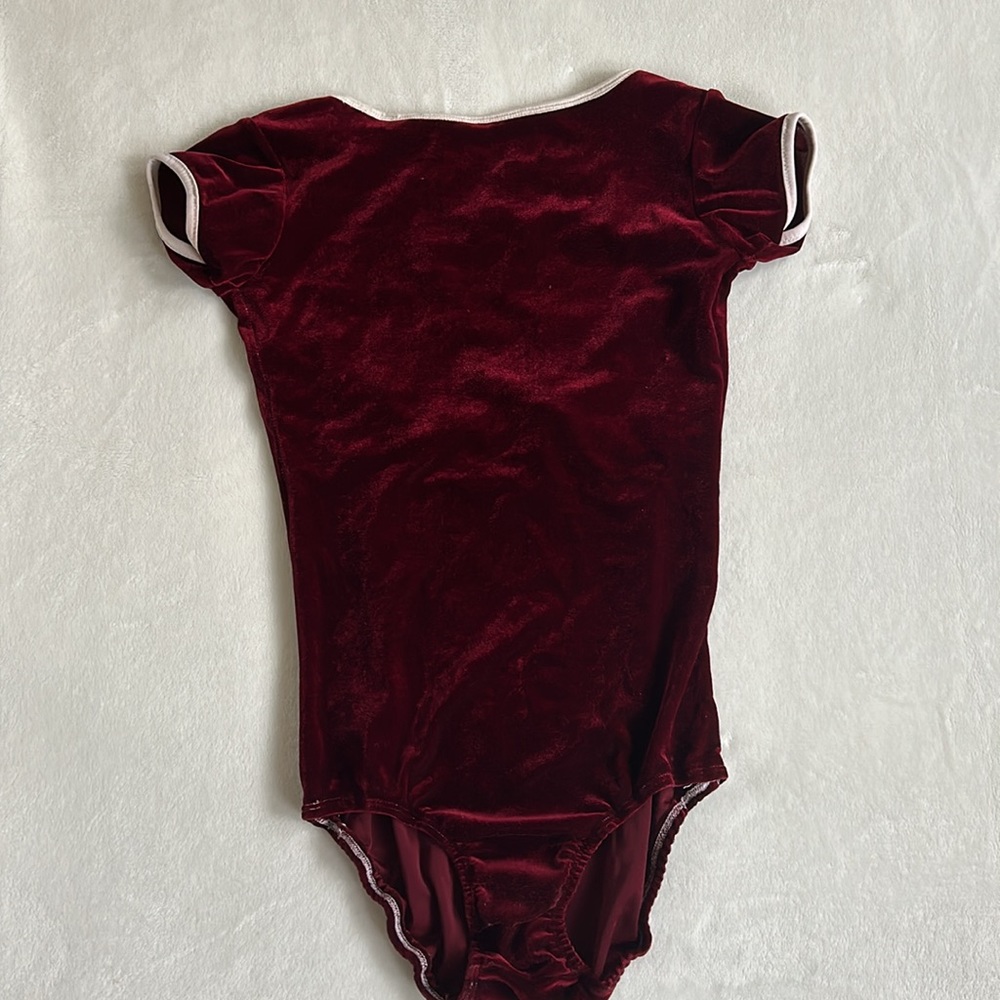 Velvet Maroon Cap Sleeve Leotard
